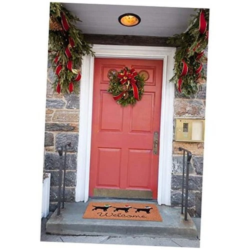  Natura Three Dogs Nat Outdoor Welcome Coir Door Mat, 18"x30"  - Picture 1 of 3