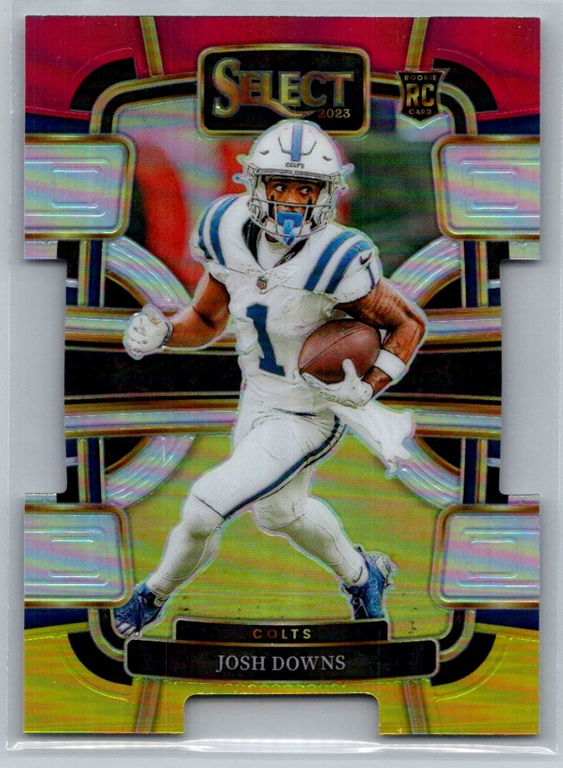 2023 Panini Select Josh Downs Red and Yellow Prizms Die Cuts RC #44 Rookie