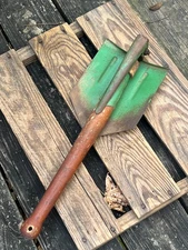 ROMANIAN ARMY FOLDABLE SHOVEL, Uncommon with PICK Wood Handle Used Military