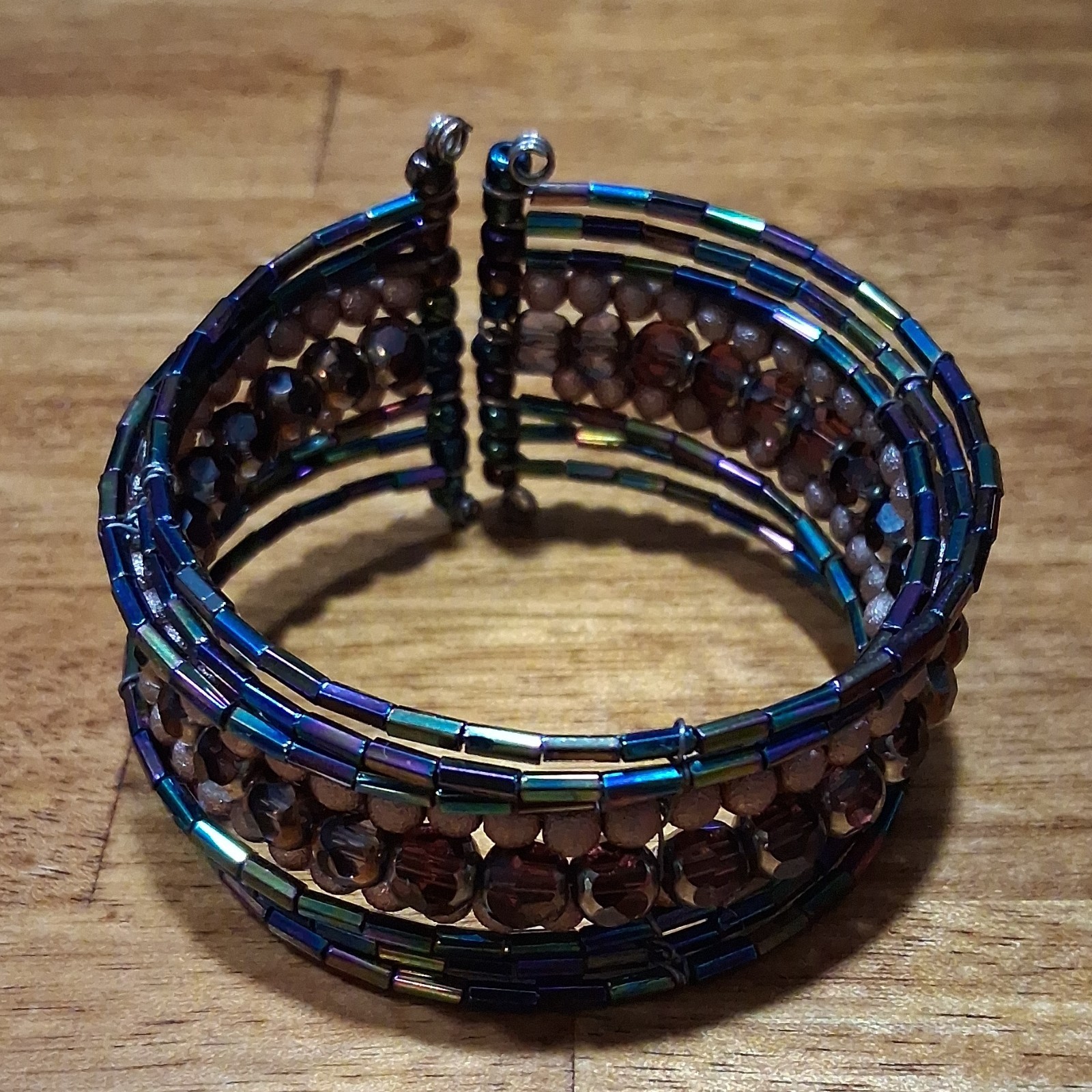 Multicolor Beaded Wrap Wire Bracelet Adjustable G… - image 1