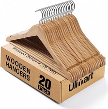 Wooden Hangers 20 Pack Smooth Finish Wood Hanger,Sturdy Clothes Hanger for