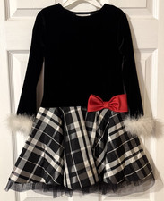 Rare Editions Girls Holiday Dress Sz 5 Black bodice w black  white flared skirt
