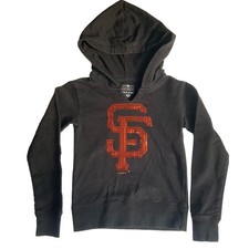 5th Ocean Long Sleeve Hoodie for Girls, size S 6/6X , Black, Glitter Logo SF