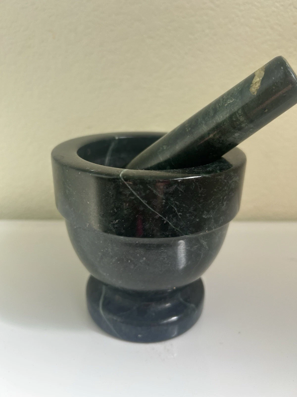 Green Marble Mortar and Pestle Natural Marble 4 inch tall