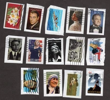 44 cent US Commemorative Single Stamps, Used, On Paper, No Duplicates