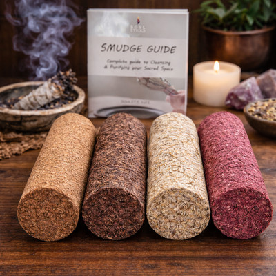 Sage Smudge Sticks 4'' Sacred Wand Crushed Sage 3 Pack Smudging Guide