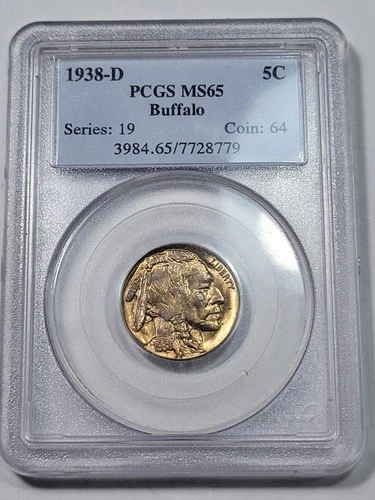 1938 D 5c Buffalo Nickel PCGS MS65 High Grade Gem US Type Coin *M347