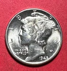 1945 Choice Uncirculated US Mercury SILVER Dime "Philadelphia" Mint! Old US Coin