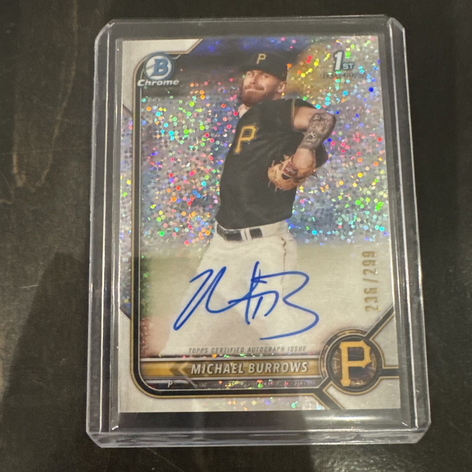 2022 Bowman Chrome Speckle Refractor Auto Michael Burrows #/299 1st RC #CPA-MB