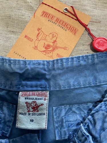 VTG NEW $90 TRUE RELIGION JEANS BRAND BOYS ISAAC CARGO SHORTS ROYAL BLUE SIZE 10 - Picture 3 of 19