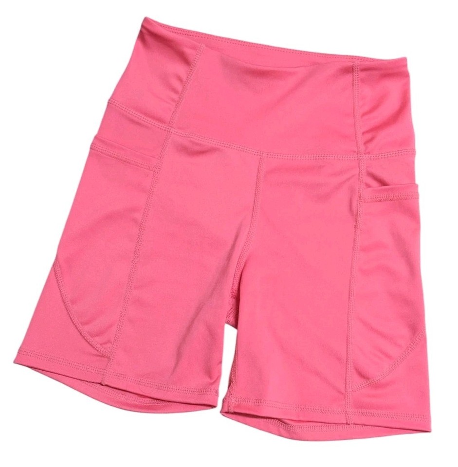 Pink Bike 5" Shorts Sz XS 6 8 Activewear Fluro Workout Neon Pockets Barbiecore