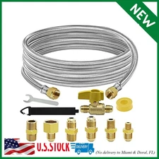 12 Feet High Pressure Braided Propane Hose Extension with Conversion Coupling 3/