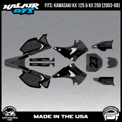Graphics Kit for Kawasaki KX125 KX250 (2003-2008) KX 125 KX 250 Evader - Smoke