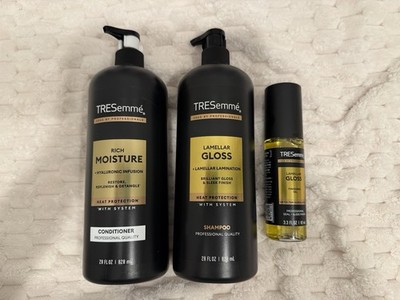 TRESemmé Lamellar Gloss Shampoo, Rich Moisture Conditioner & Finishing Oil Set