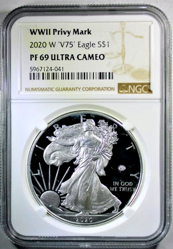 2020-W  American Silver Eagle NGC V 75 Privy- NGC PF-69 Ultra Cameo