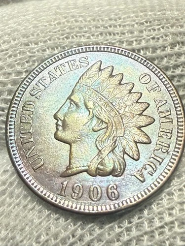 1906 Indian Head Cent Penny, Beautiful Gem Lustrous AU+ High Grade Red Hue