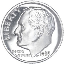 1963 (P) Roosevelt Dime Gem Cameo Proof 90% Silver See Pics Q859