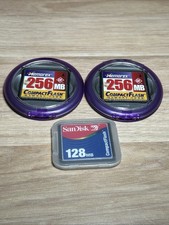Vintage Lot of 3 CompactFlash Memory Card Memorex 256 MB Sandisk 128 MB