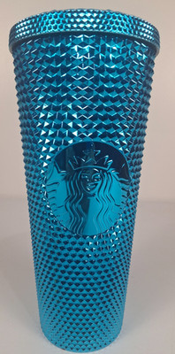 Starbucks Studded Teal Blue Cold Cup Tumbler 24oz Venti Reusable NO Straw