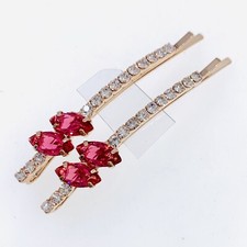 Bobby Pin Hair Clip use Swarovski Crystal Hairpin Wedding Elegant Hot Pink S16