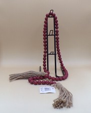 Wood Red Bead Garland with Tassels 48" Long New The Hearthside Collection