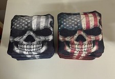 American Flag Skull Regulation Size Cornhole Pro Bags stick n slide Set of 8