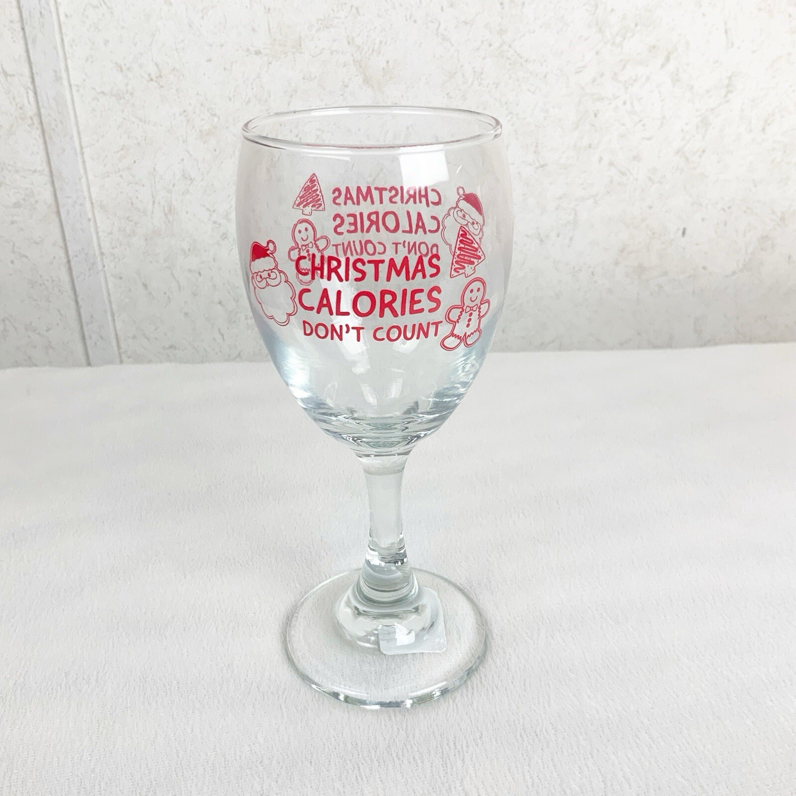 Cristar Christmas Calories Don’t Count Wine Glass 10 Oz Barware Holiday