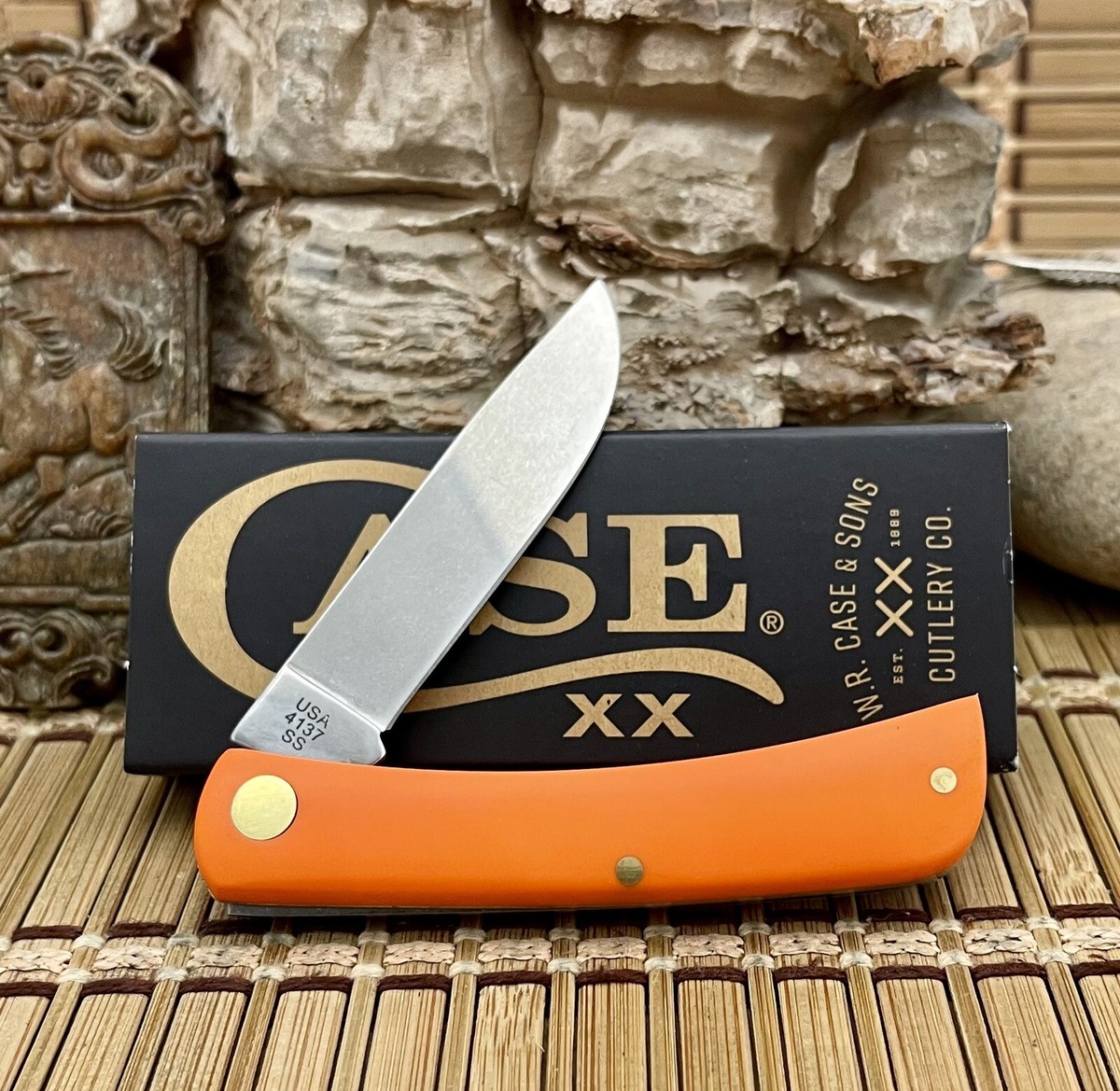 Case XX USA Smooth Orange SASQUATCH Stainless Sod Buster Jr Knife