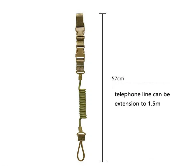 2pcs Tactical Pistol Lanyard Sling Elastic Handgun Secure Spring Retention Rope - Image 2 of 4