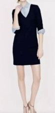 J.CREW Crepe Dress Navy Blue 100% Wool Sheath Shift Workwear #97450 Sz 00 $198