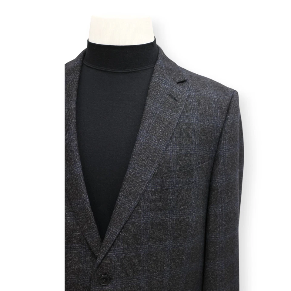 JOSEPH ABOUD mens charcoal windowpane WOOL sport coat suit jacket blazer 44 R* - Image 3 of 4