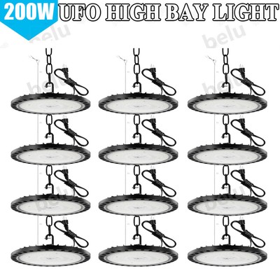 12 Pack 200W UFO Led High Bay Light Factory Warehouse Commercial Led Shop Lights