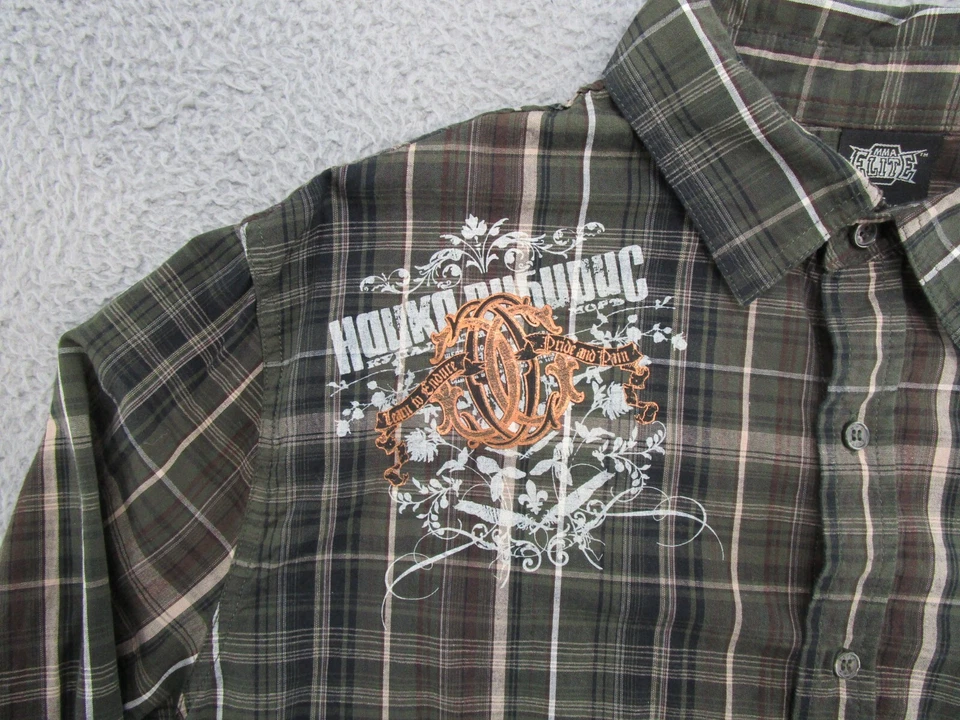 VTG Y2K MMA Elite Me's Plaid Long Sleeve button Up Shirt in Size XL READ - Изображение 2 из 4