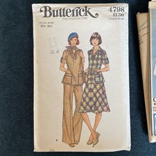 1970  s Butterick 4798 NEW Button Front tunic  Wide leg Pant Size 22 
