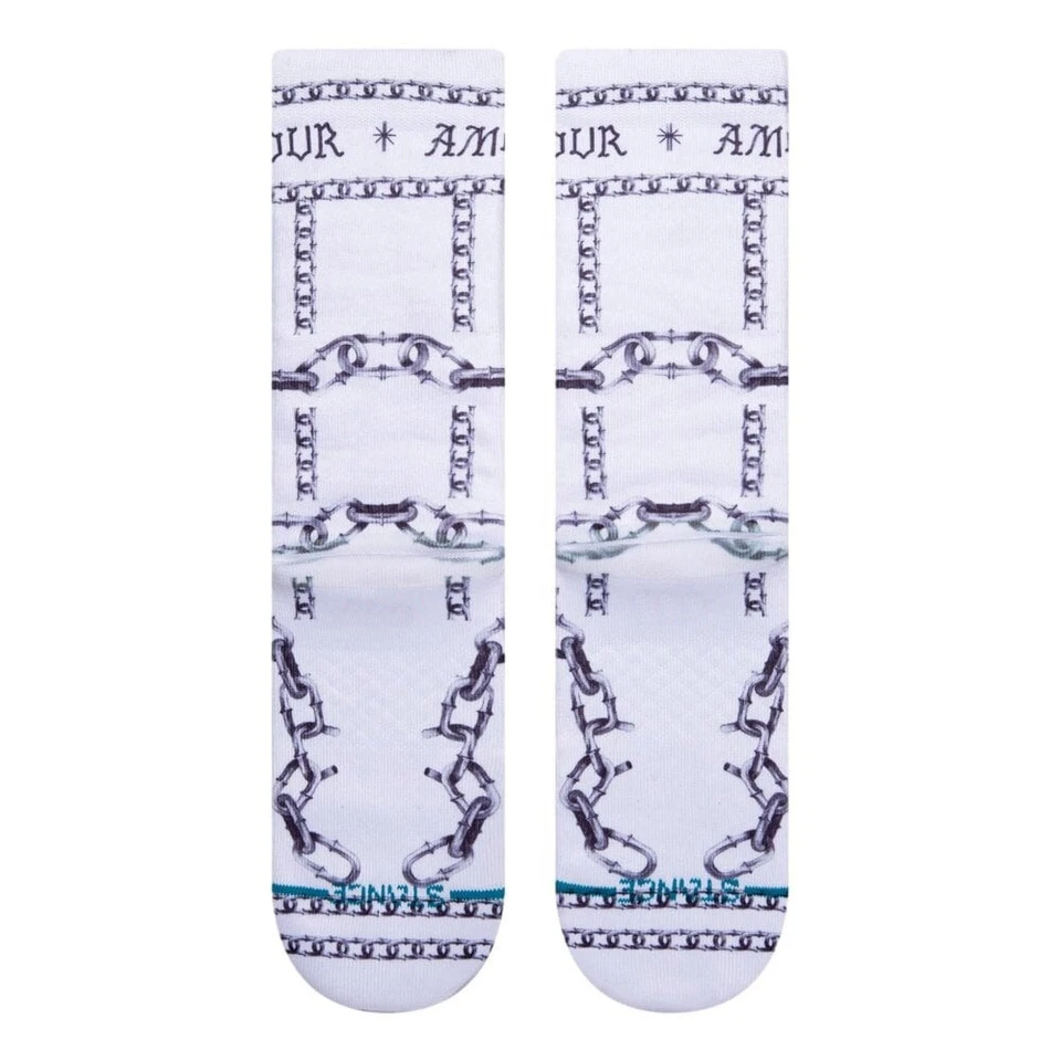 Meias Stance x Marynn Letemplier Amour Crew pequenas (femininas 5-7.5) brancas novas - Imagem 2 de 2