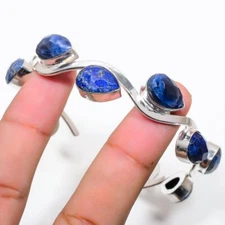 Lapis Lazuli Gemstone Handmade 925 Sterling Silver Cuff Bracelet Adjustable