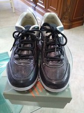 Women's sneakers 38.5 Italian shoes comfortable shoes rubber laces black silver