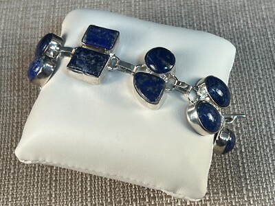 Maßgeschneiderter Schmuck Lapislazuli Kippverschluss Armband in gestempelten 925 Einstellungen