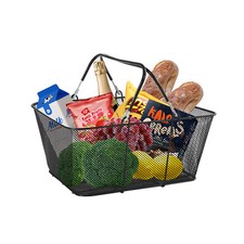 12 PCS Shopping Baskets With Handles Black Metal Shopping Basket Stackable Iron
