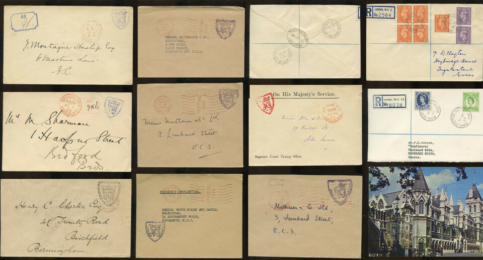 GB 1890-1965 ROYAL COURTS of JUSTICE + OFFICIAL SOLICITOR COVERS... EACH PRICED