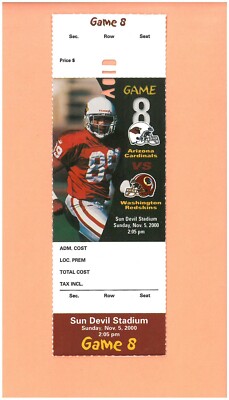 Washington Redskins at Arizona Cardinals 11-5-2000 NFL ticket David ...