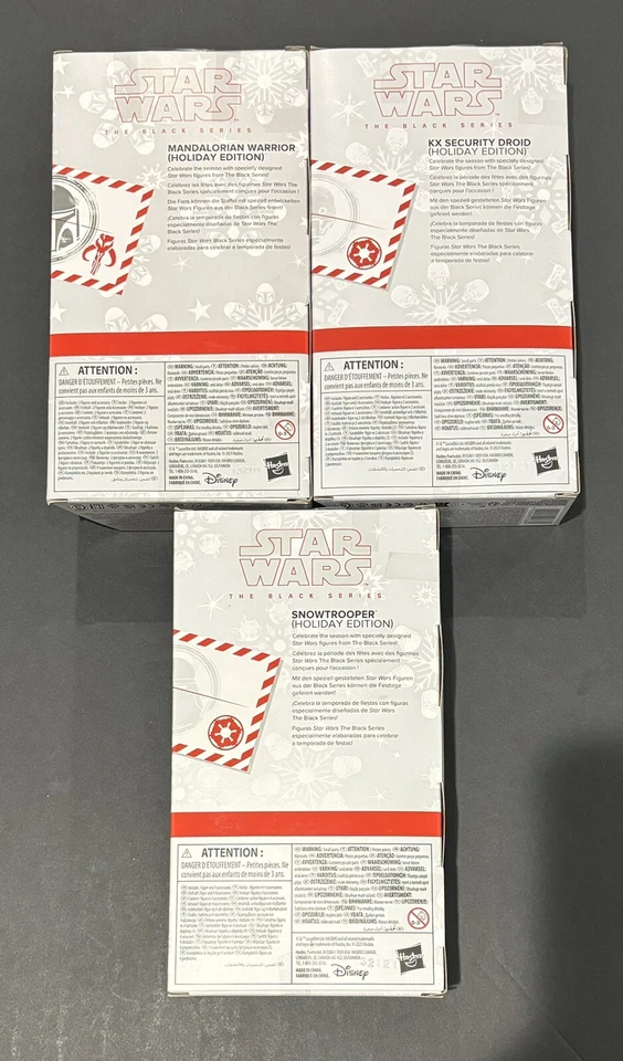 Hasbro Black Series Star Wars Holiday-SnowTrooper, Mandalorian Warrior, KX Droid Foto 3 de 4
