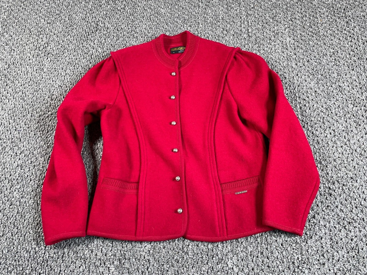 TELA / ブルゾン/42/ウール/RED VTG 80s Geiger Austria Wool Jacket Women's 42 Red Band Collar