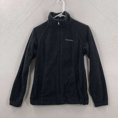Columbia Mens Black Long Sleeve Front Pockets Fleece Full Zip Jacket Size Small