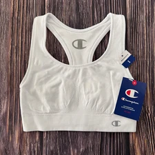 Champion Womens Small 2900 Double Dry Racerback Bra Solid White Moderate Support