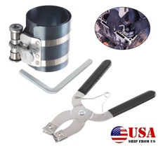 Piston Ring Compressor Installer Ratchet Plier Remover Expander Engine Tool Kit