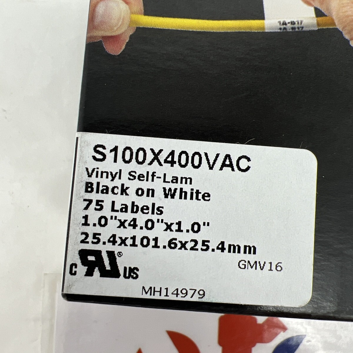 PANDUIT S100X400VAC BLACK ON WHITE Vinyl SELF LAMINATING 75 LABELS