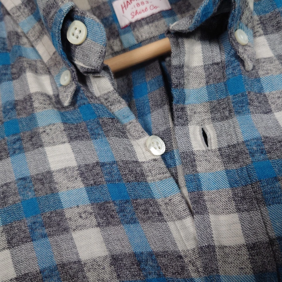 Camisa Hamilton Co 1883 Para Hombre Algodón Cepillado Manga Larga Azul Gris Cuadros Mediana M Foto 3 de 4