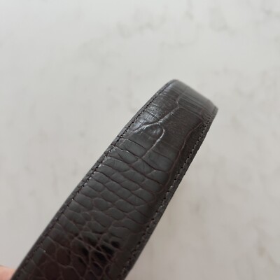 VTG DKNY Black Croc Embossed Leather Belt Silver Buckle USA Small Vintage DKNY Black Genuine Leather Adjustable Velcro Belt  main image 2