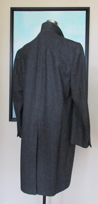 VTG Authentic Abercrombie & Fitch Mens CharcoalGrey Wool Herringbone Overcoat 42